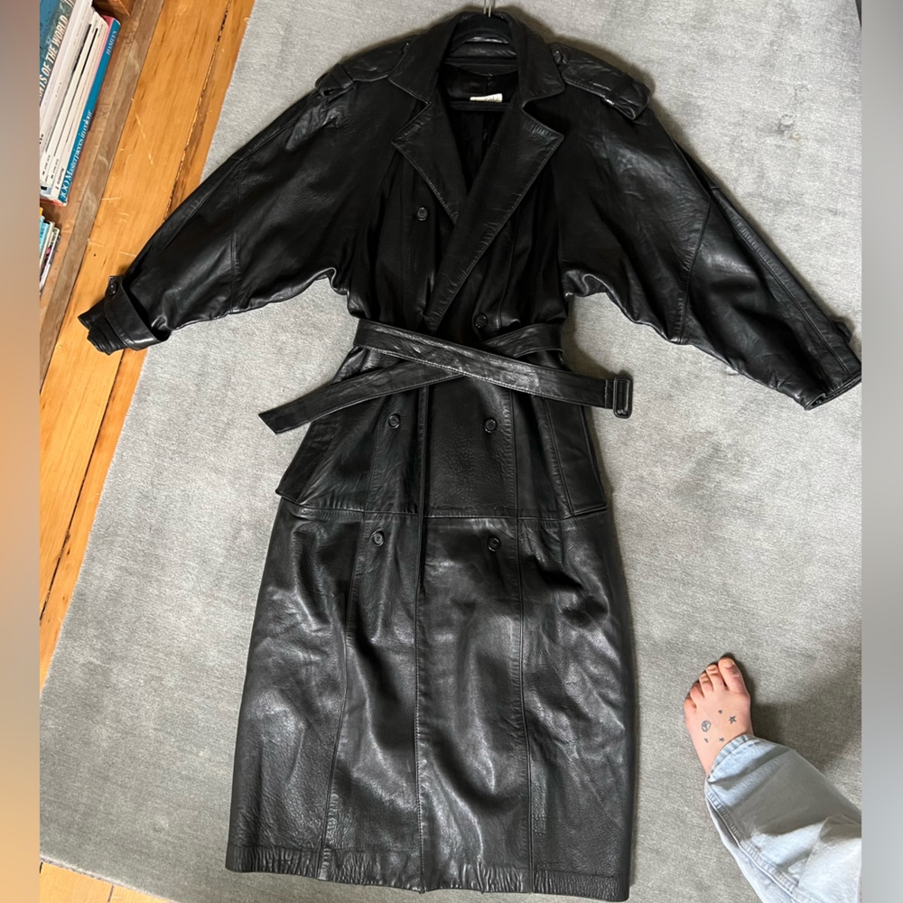 Ann Taylor belted Leather trench XS
